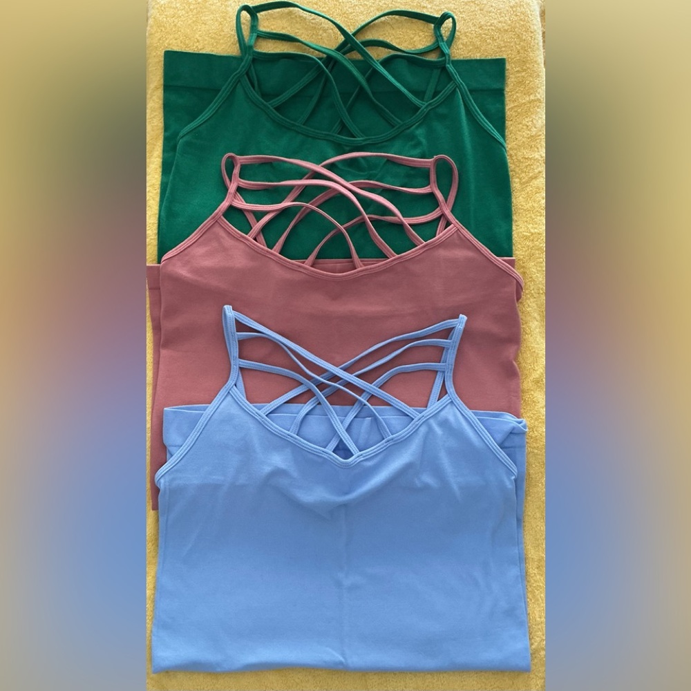 Lot of 3 crisscrossed front tank tops.